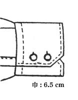 オーダーシャツカフス(袖口)デザイン,Cuff design,カットオフ 2ボタン 巾6.5cm,イメージ